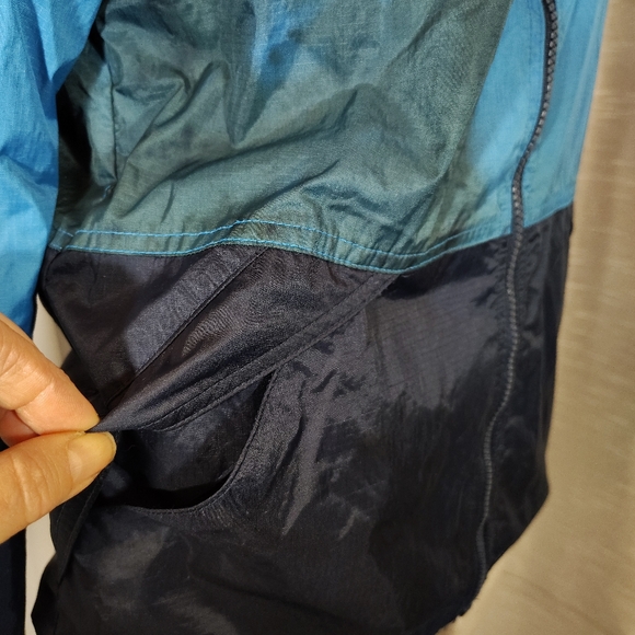 Columbia Tie dye Rain Jacket, Women, Pockets, hood, ZipUp, Black/ Blue, L - Picture 8 of 14